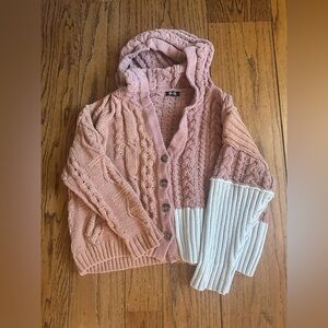 Miss Me Color Block Hooded Cardigan Sweater Size Small